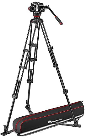 Manfrotto Kit Treppiede con Testa Video Fluida 504X e Treppiede Doppio Tubo in Alluminio, Stabilizzatore a Terra, per Reflex,Mirroless, per Fotografi,Videomaker, con Sacca per Trasporto, Portata 12 kg