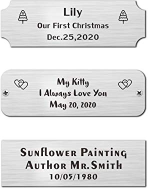 2.5 x 7.6 CM Placa Grabada Elegante Personalizable, Placa de Nombre Conmemorativa Personalizada para Trofeos, Marcos, Urnas, Placa de grabado láser de acero inoxidable