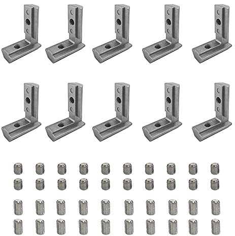 10 Pièces Rainure de Profil en Aluminium à Fente en T Supports en Forme de L en Alliage Connecteur d'angle Intérieur de 90 degrés 3030/4040 Support de Connecteur d'angle Intérieur Avec 40 Vis M6