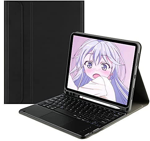 QYiiD Funda con teclado táctil para iPad Mini 5/Mini 4, teclado inalámbrico Bluetooth con retroiluminación de 7 colores para iPad Mini 3/2/1, funda inteligente magnética con soporte para lápices,