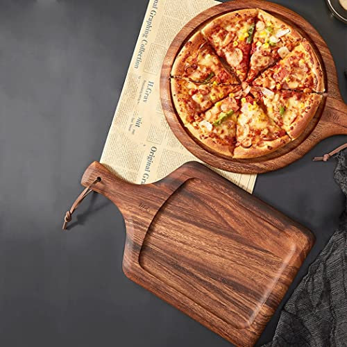 0℃ Outdoor Baking Stone for BBQ - Large, Round Pizza Stone with Handlefor Grill - Pizza Grilling Baking Cooking Stones for Electric Oven BBQ Non Stick Safe Shock Resistant Durable