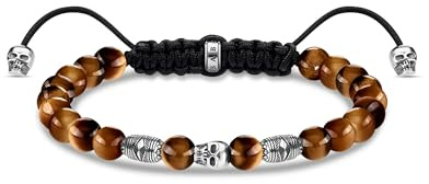 THOMAS SABO Armband braun Totenkopf 925 Sterlingsilber, Geschwärzt, Nylon