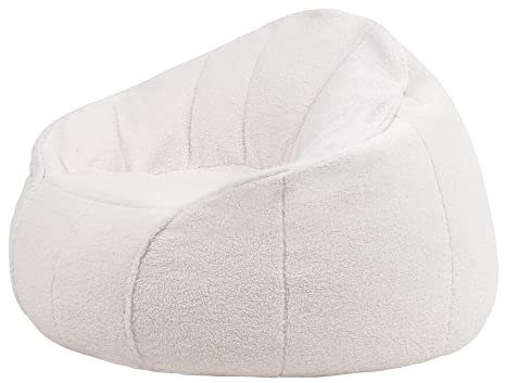 icon Riviera Sitzsack, Creme, Sitzsack Erwachsene mit Füllung, Bean Bag, Borg Sherpa Sessel, Lounge Sessel, Lounge Stuhl, Schlafzimmer, Wohnzimmer, Wohnzimmer Möbel