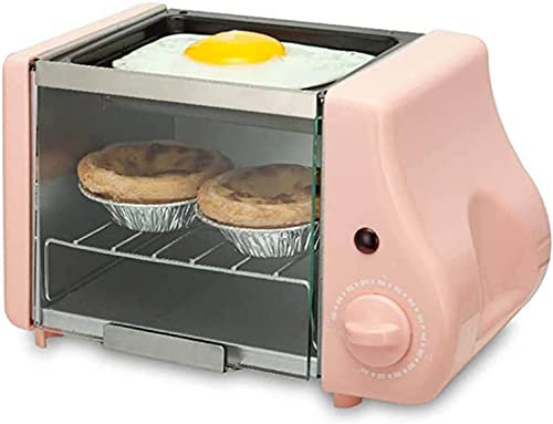 REJOON 2 IN 1 Mini Electric Oven, Intelligent Timing, Temperature Timer Switch, Suitable for Students, Pink