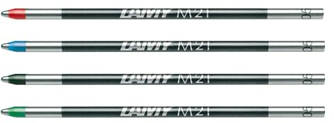 LAMY M21 4er Set Mine aus Metall - Original Ersatzmine für alle Lamy Multifunktionsschreibgeräte - dokumentenecht - Strichbreite Mittel in Tintenfarben schwarz, blau, grün, rot