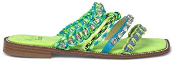 Alma en Pena Sandalo da donna piatto con strisce colorate con strass e suola bordata con glitter V23BL2040 Siena Lime, Verde, 41 EU