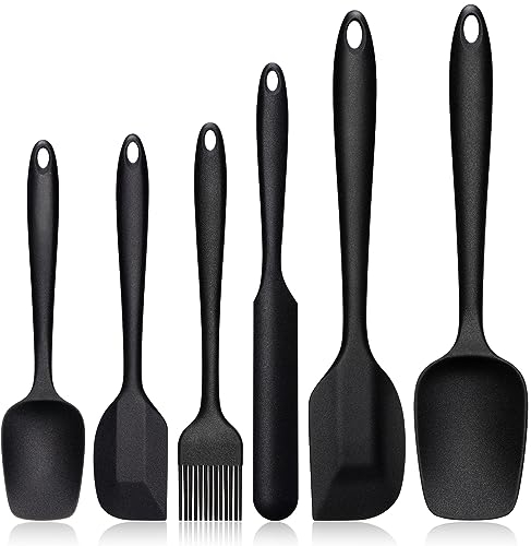 Juego de 6 espátulas de silicona para masa, juego de espátulas de cocina, espátulas de cocina, espátulas de masa, no palo, espátula de silicona, resistente al calor para cocinar y hornear