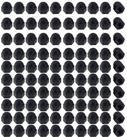 M5 Cap Nuts, 100 Pcs Black Nylon Acorn Dome Head Hex Nuts, Thread Bolt Caps Nuts, Protector Covers for Screws Bolts