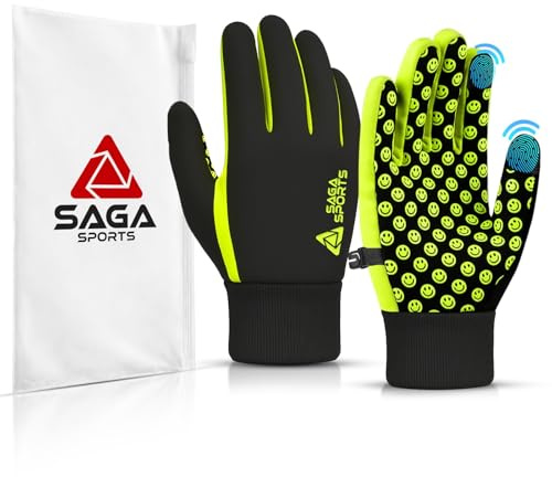 SAGA SPORTS Kids thermal gloves | Water Resistance, Touchscreen-Compatible with Reflector Logo | Warm Anti-Slip for Outdoor Activities age 4-12| Durable and Machine Washable
