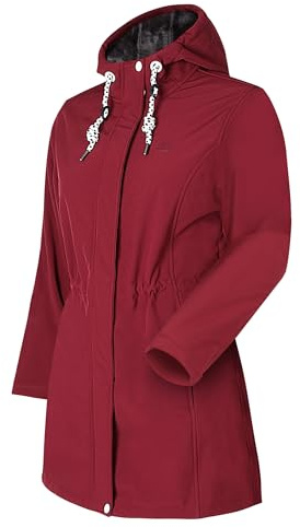 ATLASLAVA Softshellmantel Damen Lang Softshelljacke Übergangsmantel Wasserdicht Winterjacke Fleece gefüttert mantel Outdoor Übergangsjacke RED-M