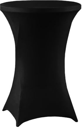 meioro Stretch Stehtischhusse Ø 60cm Polyester Enge Tischdecke, Abwaschbar Rund Husse, Faltenresistente Hussen mit Verstärkung im Fußbereich Geeignet für Stehtisch Bistrotisch (Schwarz,60Dx110H cm)