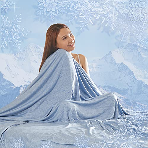 MH MYLUNE HOME Kühldecke Ultra Leichte Sommerdecke Arc-Chill Q-Max>0.458 Kühlende Bettdecke 150x200 Sommerbettdecke Kuscheldecke Wohndecke Reisedecke Cooling Blanket (Blau, 150 x 200 cm)