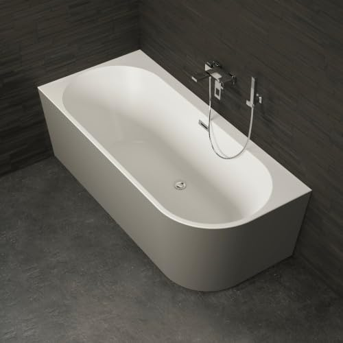 Baignoire Semi-îlot Murale D'angle Capri 180 Gauche Grise 180 X81 X58 Cm, By Spalina