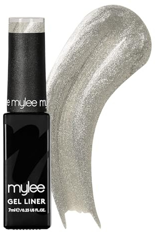 Mylee Liner Gel Nagellack 7ml [Silver Screen] Mit Integriertem Nail Art Pinsel - UV/LED Nagelkunst Maniküre Pediküre für Professionellen & Heimgebrauch - Langanhaltend und Einfach Anzuwenden