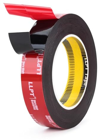 LLPT Ruban Adhésif Double Face Ruban de Montage Robuste 25MM*5,5M Ruban en mousse noire imperméable Sangles de suspension pour cadre photo pour affiche voiture décoration de la maison (G595225mm)