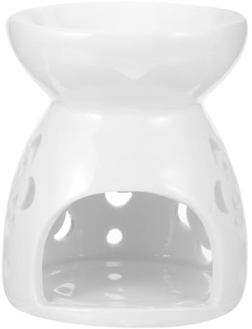Amosfun Brûleur À Huile Essentielle en Céramique Photophore Bougie Chauffe Plat Réchauffeur De Cire pour Maison Salon Bureau Et Chambre Bol Généreux 3.35X2.76X2.76in