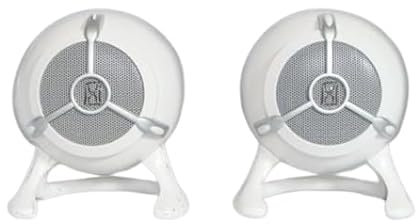 Time Computers Spherical Shaped Speakers | Mains Powered, 3.5mm Aux Jack | For PC Laptop Tablet & Monitor | White