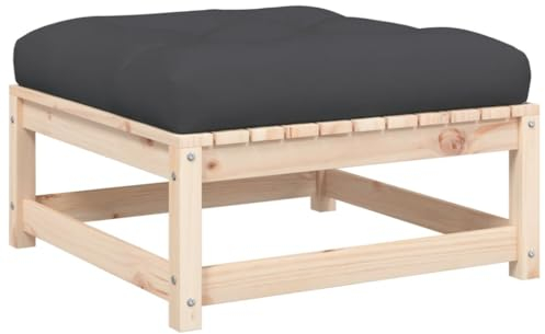 vidaXL Gartenhocker, Modular Gartenmöbel Lounge mit Kissen, Sitzhocker Hocker für Garten Terrasse Balkon, Holzhocker Fußhocker, Massivholz Kiefer