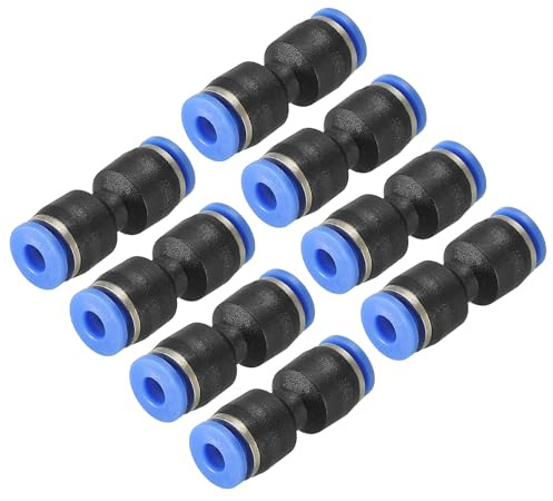 QUARKZMAN Steckverbinder Anschlussstück 4mm Rohr AD Schnellverschluss Luft Linie Schlauch Rohrverbindung Gerade Pneumatisch Steckverbindung Schwarz 16Stk