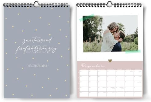 Hochwertiger Foto-Bastelkalender 2025 zum Selbstgestalten I DIY Kreativ-Kalender DIN A4 I Wandkalender zum selber gestalten, zum Einkleben von Fotos