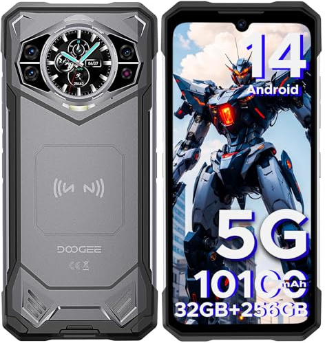 DOOGEE S200 Telephone Portable Incassable 5G Android 14, 32GB+256GB/TF 2TB Smartphone Incassable, 10100 mAh 33W, 6,72 FHD+ 120 Hz, Écran arrière de 1,32, 100MP+20MP+20MP, WiFi6/NFC/GPS