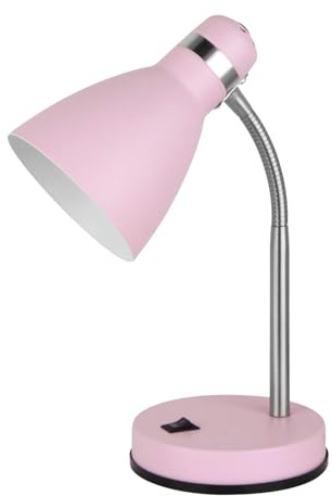 LED Universum Tischleuchte Jasmin für LED E27 Leuchtmittel max. 40W (nicht enthalten) Leselampe Kinderzimmerlampe Schreibtischlampe Metall 1,5m Anschlusskabel verstellbar (Rosa, 1 Stück)