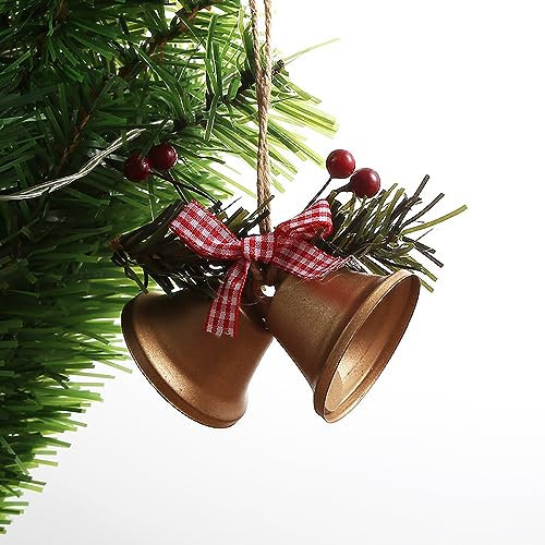 Blausky 1 Stück Glöckchen Metallglöckchen zum Basteln,Weihnachtsglocken,Metall Glocken mit Schleifen,Weihnachten Anhänger,Festival Dekoration für Weihnachten,Hochzeiten,Türglocke,4.5 cm,Gold