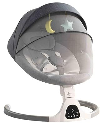 GLOKID Sdraietta Neonati Elettrica,Elettrica Altalena,2in1 Sdraietta dondolo per neonato da 0 fino a 15kg,Cintura di sicurezza a 5 punti,Elettrico per Neonati con telecomando e Bluetooth (YLYGREY)