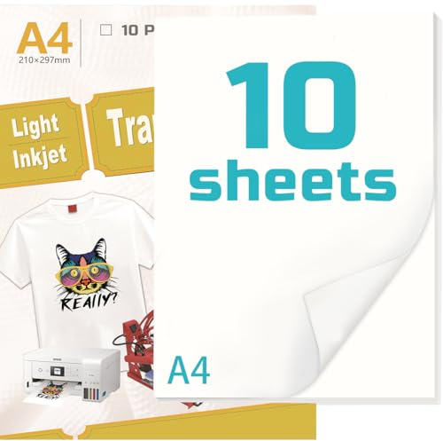 Dekaim 20 Blatt bedruckbares Vinyl zum Aufbügeln, A4, verbessertes Wärmetransferpapier für dunkle Stoff-Transferpapier für schwarze T-Shirts, bedruckbares Vinyl, Bügeltransfers für Tintenstrahl- und