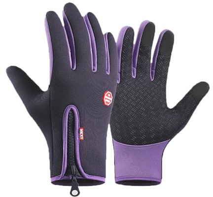 Generisch Frostfit - Thermo Handschuhe, Warme Winterhandschuhe mit wasserabweisender Beschichtung und Touchscreen-Funktion, für Schnee Skifahren Laufen Radfahren Autofahren (Lila, M)