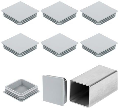 sourcing map 4 (100mm) Square Tubing End Caps, 8 Pcs Plastic Hole Plugs Insert End Cap for Metal Tubing Post Chair Leg Table Bookshelves Furniture, Grey