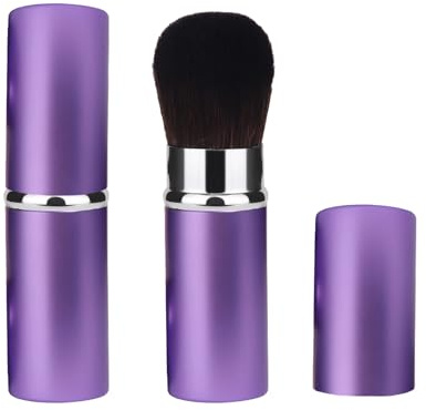 Xinpinzhou Brocha de maquillaje retráctil morada, rubor y rubor facial, brocha de base Kabuki para mejillas
