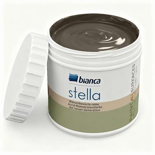 Bianca Stella Pintura para muebles premium sin lijado para cocina y baño, Marrón tierra, Brillante, 500ml, a base de agua, pintura acrílica para todas las superficies, madera, azulejos, metal