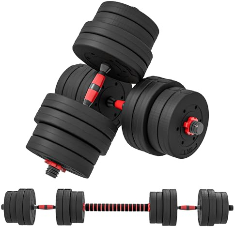HOMCOM 2 in 1 Hanteln Set Verstellbare Kurzhantel Langhantel | Professionell, Dumbbell, Krafttraining und Gewichtheben, für Home Gym Zuhause Fitness