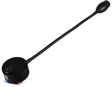 Housoutil LED Wandleselampe mit Schalter, Schwanenhals, 3w, Schwarz | Aluminiumgehäuse, Ac85-265v Betrieb, Flexible Ausrichtung für Schreibtisch und Studium