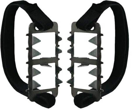Hiemible Crampons Anti-Dérapantes pour Chaussures,Crampons 2 Pièces Adaptables Randonnée Escalade - Semelles Extérieures Réglables Hommes Femmes Marche Adventure Voyage