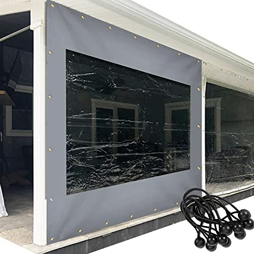 Paneles laterales de PVC impermeables para pérgola, color gris, cubierta de toldo con ojales, 4x/13x10 pies para protección de patio y veranda