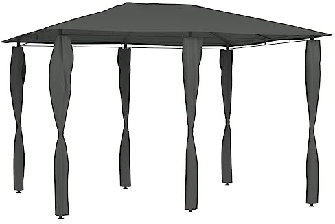 HETFTJN Pavillon 3x4 m Anthrazit mit 160 g/m² Dach, Stahlrohr Robustes Grillpavillon & Gartenpavillon für Terrasse Camping Event Shelter