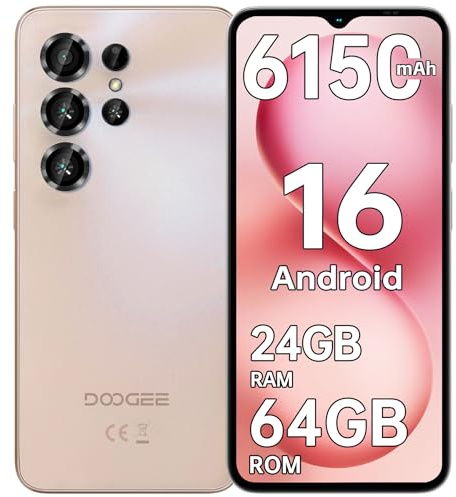 DOOGEE Note 56X Android 16 Smartphone Ohne Vertrag, 6150mAh Akku, 24GB+64GB/TF 2TB Handy Ohne Vertrag, 6.56 Zoll/90Hz Smartphone Günstig, Octa Core, 4G Dual SIM Simlockfreie Handys, Face ID/3.5mm Jack