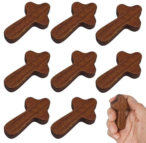 Youery Croce in Legno,Set 8 Crocette in Legno Naturale Fai da Te, 6 cm, per Battesimo e Comunione, Decoro Religioso Senza Scritte - Regalo per Nascita e Cresima