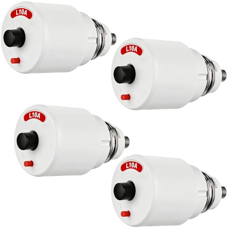 GOMETY Lot de 4 fusibles automatiques 10 A, filetage 10 A, filetage E27, moyen (caractéristique L) - Fusible de distribution électrique ancienne, distributeur de fusibles vissés (rouge)