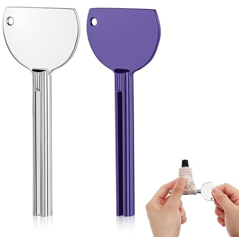 2PCS Toothpaste Squeezer Tool Metal Tube Squeezer Toothpaste Key Stainless Steel Dispenser Tube Squeezers Hand Cream Squeeze Key for Tubes Roller Set for Bathroom Cosmetic, Aids and Accessories