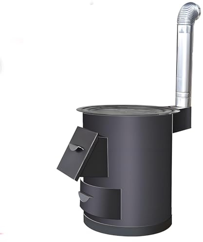 Poêle à bois portable en acier au carbone pour tente, poêle à bois multifonctionnel en fonte, poêle à bois d'intérieur à chauffage rapide pour le camping et la maison (40 cm)