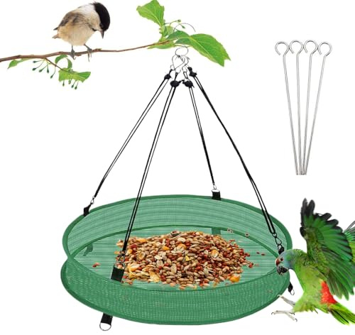 Plateau Mangeoire pour oiseaux - Plateau en grille de 50 cm avec protection contre les déversements, mangeoire à oiseaux suspendue avec protection contre les déversements - Pour finch observation