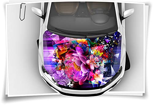 Medianlux Flora Blumen Schmetterling Bunt Abstrakt Motorhaube Auto-Aufkleber Steinschlag-Schutz-Folie Airbrush Tuning Car-Wrapping Luftkanalfolie Digitaldruck Folierung