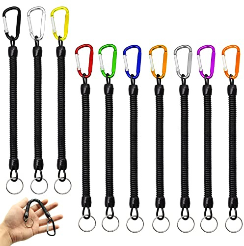 Sprießen 10 Pezzi di Cordino da Pesca Elastico Corda da Kayak Pinze di Sicurezza, Moschettone, Attrezzi da Pesca Accessori per Attrezzi da Pesca, Chele di Pesce, Kayak, Campeggio e Caccia