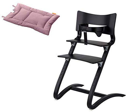 Leander Stuhl schwarz - Hochstuhl - Kinderstuhl - Erwachsenenstuhl mit Babybügel + Kissen dusty rose