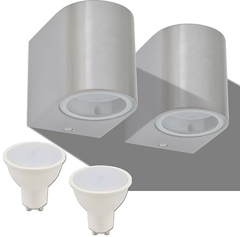vidaXL 2X LED Außenwandleuchte Rund Alu Wandleuchte Wandlampe Gartenleuchte
