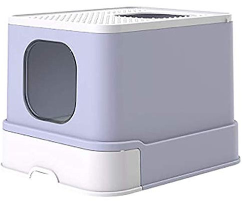 QIAOH Lettiera Chiusa per Gatti, Entrata Superiore E Pala Sabbiera Gatto, Litter Box Cat per Gatti Doppia Porta Design