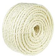 Treasborn Natural Sisal White Rope for Cat Scratcher Scratching Post Replacement 1/4 inch Cat Tree Sisal Rope for Repairing, Recovering or DIY Cat Scratcher 50/100 / 164 Feet